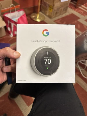 Google T3007ES Nest 3rd Gen Learning WIFI Thermostat Stainless Steel New sealed - Image 1 of 3