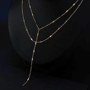 14k vergoldete Stahlschichtenkette schlichter Stil - Bild 1 von 1