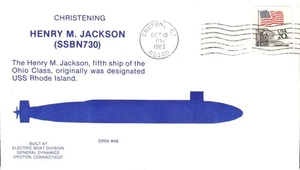 USS HENRY M JACKSON SSBN-730 BAUTIZO 15 DE OCTUBRE 1983 GROTON CT CACHÉT - Imagen 1 de 1