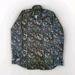 Jared Lang Button Down Shirt Long Sleeve Size 15.5 Dark Colorful Paisley Print - Picture 1 of 7