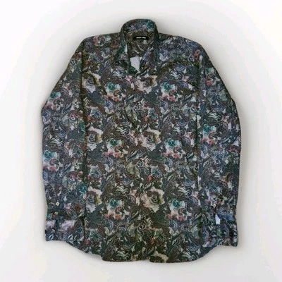 Jared Lang Button Down Shirt Long Sleeve Size 15.5 Dark Colorful Paisley Print - Image 1 of 4