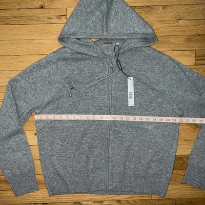 $375 NWT Elie Tahari Jacket Full Zip Hoodie Sweater Cashmere Grey XL - Image 1 of 4
