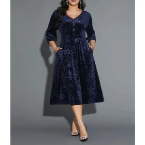 Bloomchic Samtkleid Blumen Gr. 22/24 dunkelblau Whimsigoth romantisch Urlaub - Bild 1 von 16