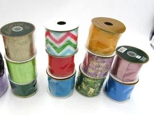 Wired Ribbon Rolls Crafts Lot of 11 Holiday Christmas New 2.5" and 2" - Picture 1 of 6