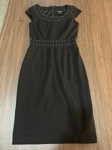 White House Black Market Sheath Dress Sleeveless Black Studded Back Zip Size 00 - Picture 1 of 8