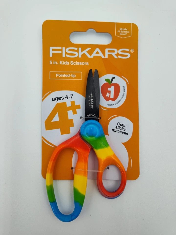 Rainbow Fiskars Pointed Tip 5" Scissors for Kids Ages 4-7 Lot