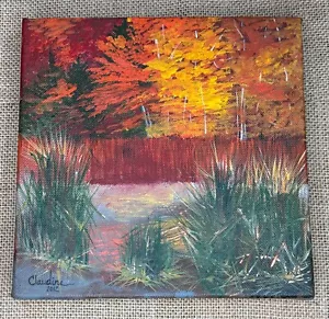 Stillwasserteich Hudson Valley Gemälde Auf dem Heimweg Claudine Jones 8 x 8 Zoll - Bild 1 von 4