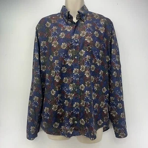 Eton modernes Hemd Baumwolle blau Blumendruck Herren schmal UK Größe Large 42 16,5 - Bild 1 von 14