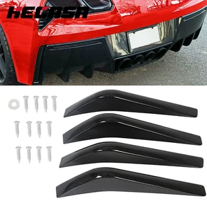 For Corvette C7 14-19 Rear Bumper Lower Air Diffuser Fins Carbon Fiber Look - Picture 1 of 11
