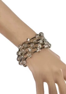 1.5" Wide 5 Rolls Retro Bracelet Gray Acrylic Crystal Beads Toggle Bracelet - Picture 1 of 4