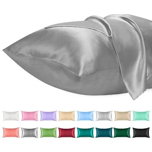 Satin Pillowcase 2-Pack Queen Size Satin Pillowcase Soft Solid Color Microfib... - Picture 1 of 6