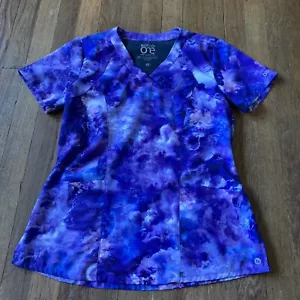 Barco One Purple Rose Cloud Silky Stretch Scrub Uniform Top Womens XS - Picture 1 of 8