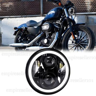 5 3/4" 5.75 inch LED Chrome Headlight Projector For Motor Sportster XL 883 1200 - Image 1 of 4
