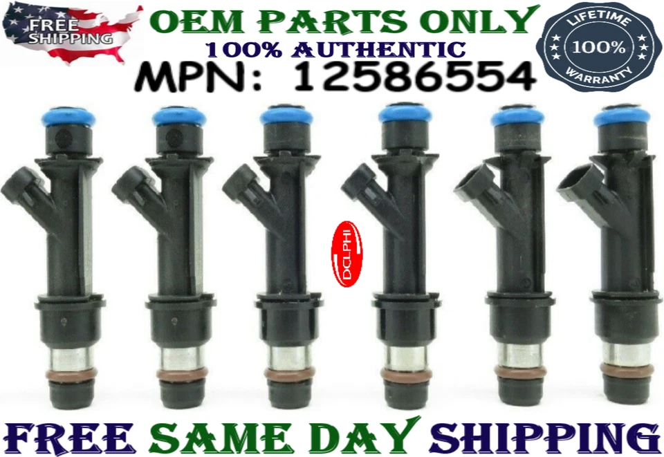 Pack of 6 Genuine Delphi Fuel Injectors for 2000-2004 Oldsmobile Alero 3.4L V6 - Image 1 of 1