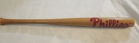 1999 PHILLIES  Mini Ballpark Souvenir Wood Baseball Bat 18" VINTAGE REAL WOOD Cover