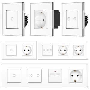 Glas, Steckdose, Touch, Lichtschalter, Wechselschalter, Dimmer, TV, USB - Bild 1 von 46