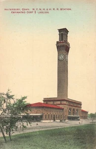 LP43 Waterbury Connecticut N.Y.N.H. & H. R.R. Postal vintage de estación de ferrocarril - Imagen 1 de 2