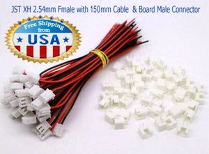 5 Paar Mini Micro JST XH 2,54 mm 2-polig 5 BUCHSE MIT Kabel & 5 STECKER Platine Conn. - Bild 1 von 5