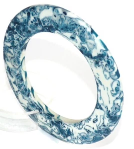 Sobral Rare PML06 Blue & White Marbled Flat Skinny Artist Made Bangle Bracelet - Picture 1 of 6