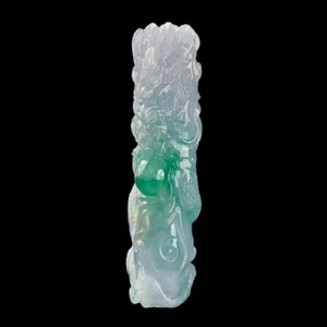 【KATHY JADE】Icy Emerald With Green Dragon Jadeite Jade Pendant《Grade A》 - Picture 1 of 2