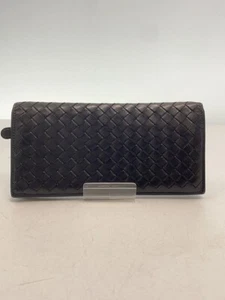 Auth Bottega Veneta Intrecciato Bi-fold Long Wallet Leather Black Made in Italy - Picture 1 of 8