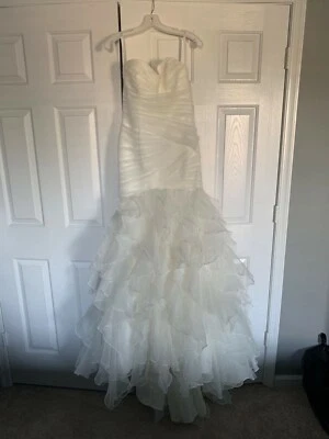 David’s bridal organza mermaid wedding dress w/ruffled skirt - 6 - new w/tags - Image 1 of 4