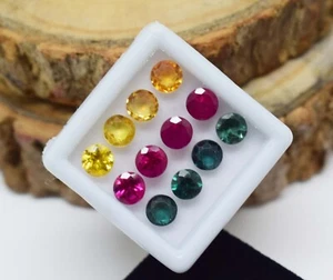 💍Natural 6-8 Ct Deep Rose Pink, Bright Yellow, Teal Green Sapphire Round Cut 💎 - Picture 1 of 8