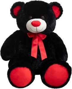 Big Teddy Bear Stuffed Animal Giant Teddy Bear Plush with Red Ribbon Bow Black - Picture 1 of 8