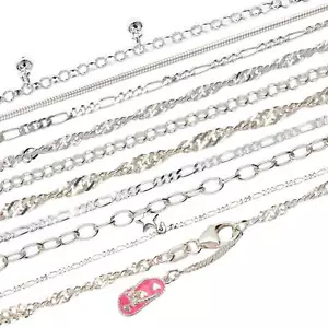 Bellissima collana piede in argento sterling 925 in div. Cavigliera fantasia lunghezza 25 cm rotonda - Foto 1 di 11