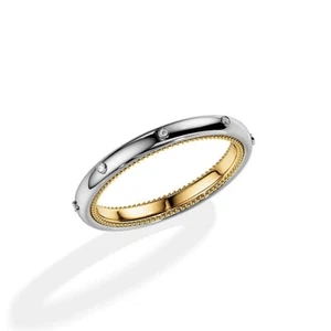 Wedding Diamond Round Eternity Ring 0.15 Ct Lab Grown 14k Multi tone Gold - Picture 1 of 9
