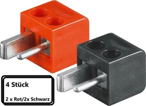 4x Lautsprecher Stecker Mini DIN Winkel 2x Rot 2x Schwarz schraubbar KFZ 11250 - Bild 1 von 4