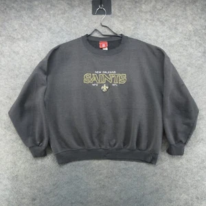 VTG New Orleans Saints Sweatshirt Mens XL Gray Thrashed Crew Neck Pullover NFL - Picture 1 of 24