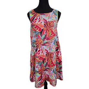 C & C California 100% Linen Womens Dress Size Small Beach Tropical Floral Boho - Picture 1 of 7