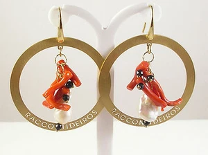 Pendientes Mujer Plata Coral Perlas Ónice "RACCONTIDEIROS" - Imagen 1 de 1