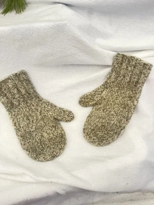 Hand-Knit Gray Wool Mittens Adult Size Winter Wear Holidays - Image 1 of 3