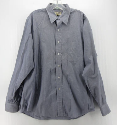 VINTAGE Paul Stuart Shirt Men 16 Blue Button Up Micro Houndstooth Large USA - Image 1 of 4