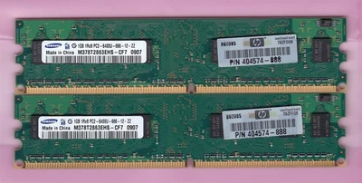 2GB 2x1GB PC2-6400 DDR2-800 SAMSUNG M378T2863EHS-CF7 HP 404574-888 MEMORY KIT - Image 1 of 4