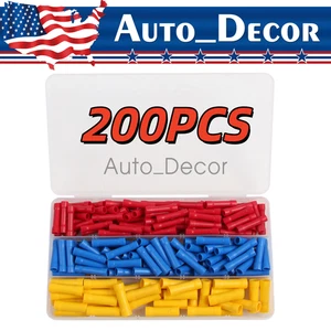 200PCS Insulated Straight Electrical Wire Connectors Butt Splice Crimp Terminals - Picture 1 of 17