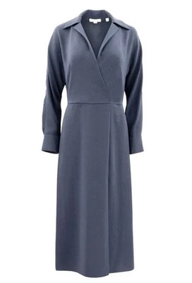 Vince M Medium Dress Dark Water Shaped Collar Dolman Long Sleeve Midi $425 - image 1 of 4