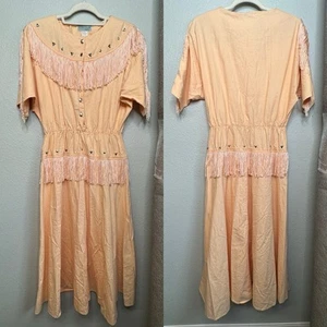Vintage Lilia Smitty exklusives rosa Damen-Westernkleid mit Fransen hergestellt in den USA Größe 11/12 - Bild 1 von 6