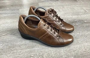 ECCO Womens Shock Point Walnut Leather Classic Size 7 38 Casual Walking Oxford - Picture 1 of 11