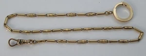 Tolle Art Deco Taschenuhrkette 14K-12K Gelbgold gefüllt mit Sportring - Bild 1 von 10