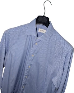 Men's ETON Premium CONTEMPORARY Blue/White GINGHAM Button SHIRT 16.5 42 L *VGC* - Picture 1 of 8