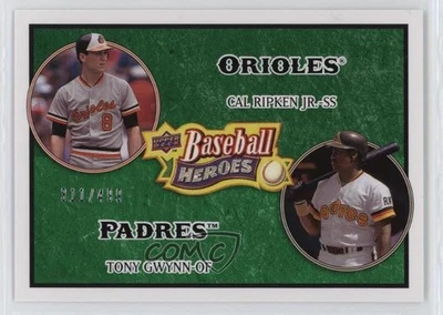 2008 Upper Deck Baseball Heroes Emerald /499 Cal Ripken Jr Tony Gwynn #180 HOF - Image 1 of 2