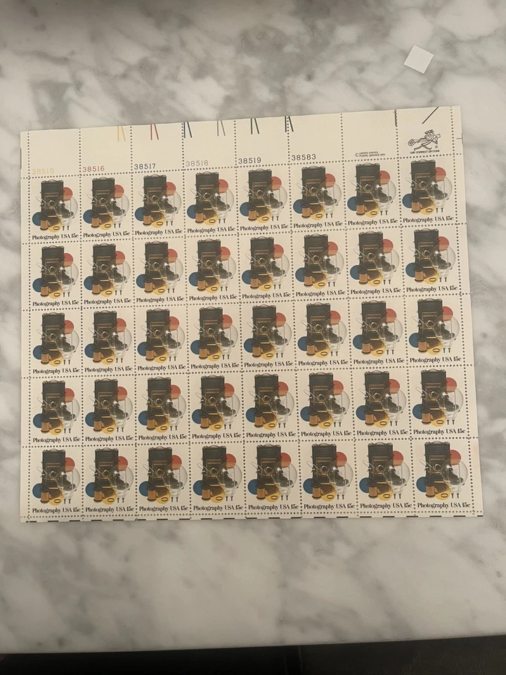 US 1984 SCOTT #1758 PHOTOGRAPHY, FULL SHEET, 15 CENT - MNH Free Shipping Nice - Image 1 of 1