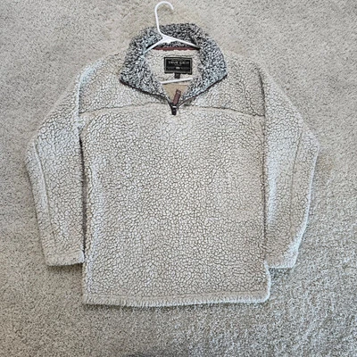 True Grit Mens Sherpa Fleece Fur Style Sweater Zip Beige Small Winter Lounge USA - Image 1 of 4