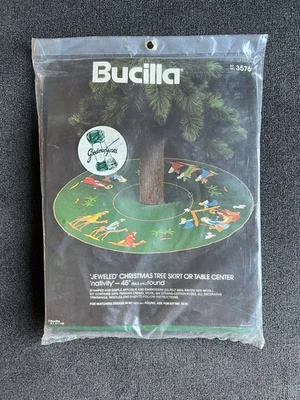 Bucilla Nativity Jeweled Christmas Tree Skirt 45" Kit 3576 NOS - Image 1 of 2