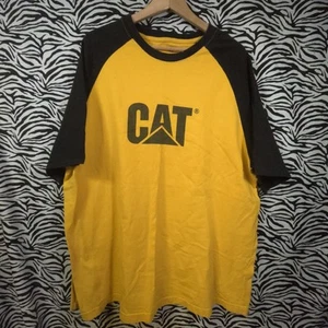 AUC99 0522 Thrifted Mens Sz. 2X XXL Black Yellow Cat ¾ Shirt BLESS24 - Picture 1 of 6