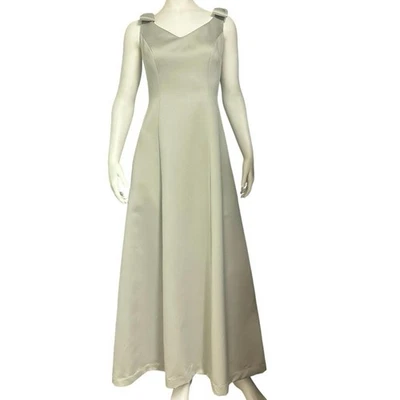 Alex Evenings Sage 绿色正式礼服蝴蝶结绑带长裙,尺寸 6,美国制造 — 第 1/4 张图片