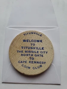 Titusville Missile City Cape Kennedy Cion Club Florida Wooden Nickel / Token 301 - Bild 1 von 2